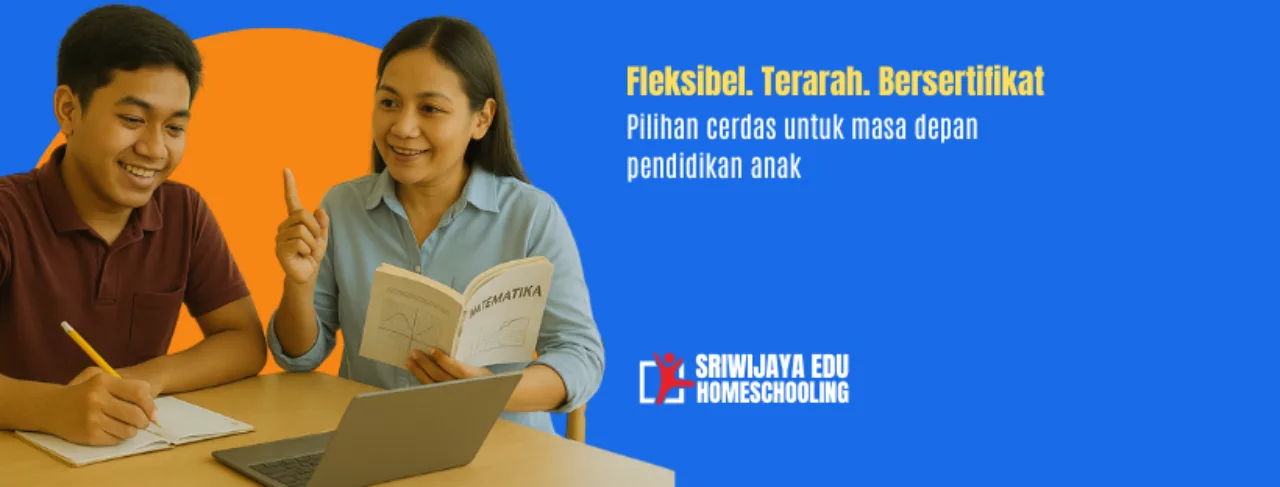 Siswa SMA belajar bersama guru privat di rumah, mencerminkan fleksibilitas dan arahan pendidikan dari Homeschooling Sriwijaya Edu