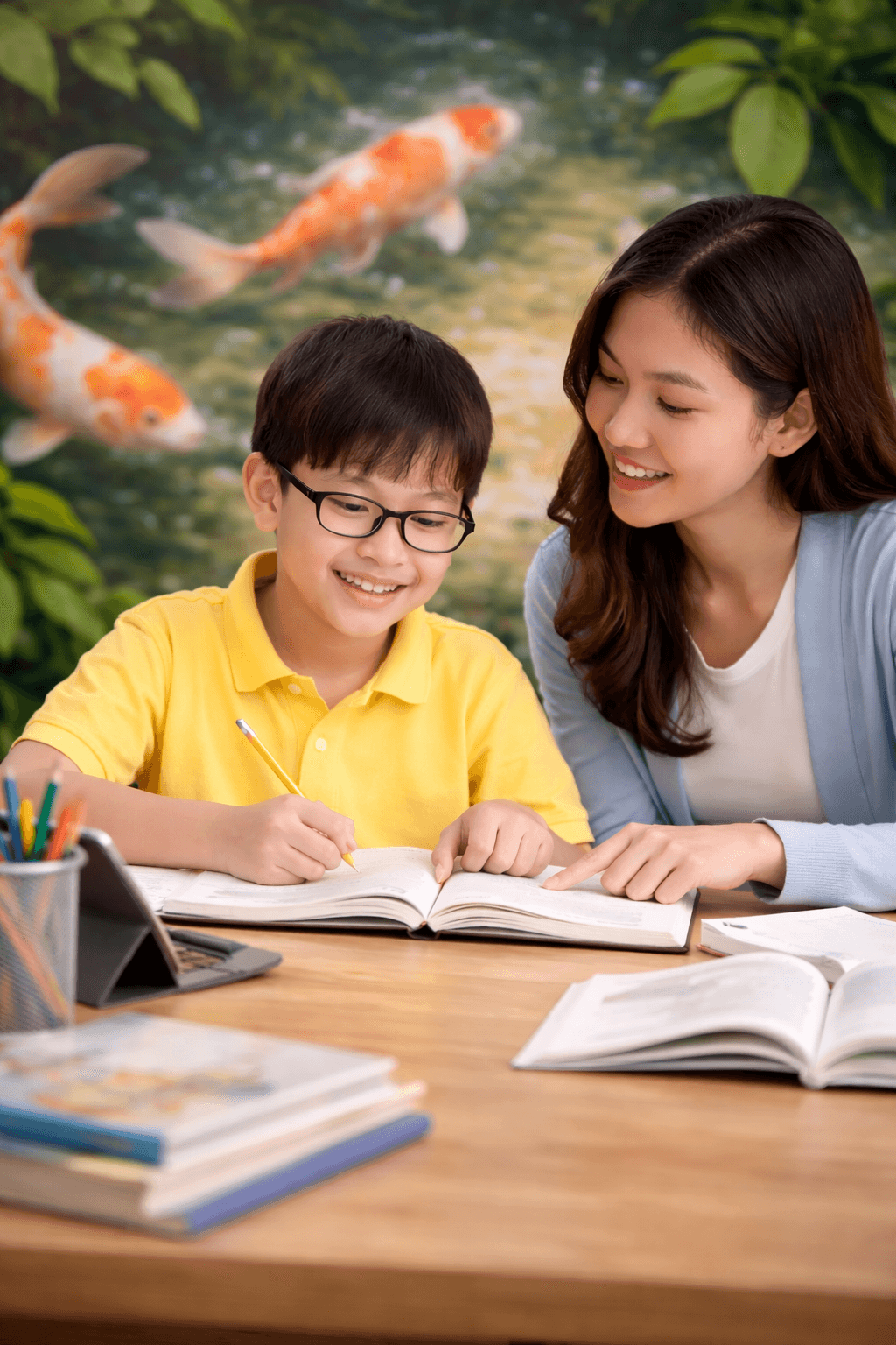 Guru mendampingi anak berkebutuhan khusus belajar homeschooling di Jakarta dengan metode belajar personal di rumah.