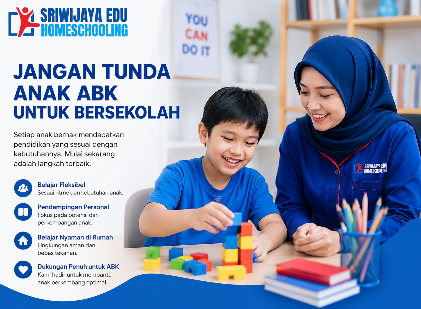 Homeschooling anak ABK di Denpasar bersama Sriwijaya Edu dengan metode belajar fleksibel dan pendampingan personal di rumah