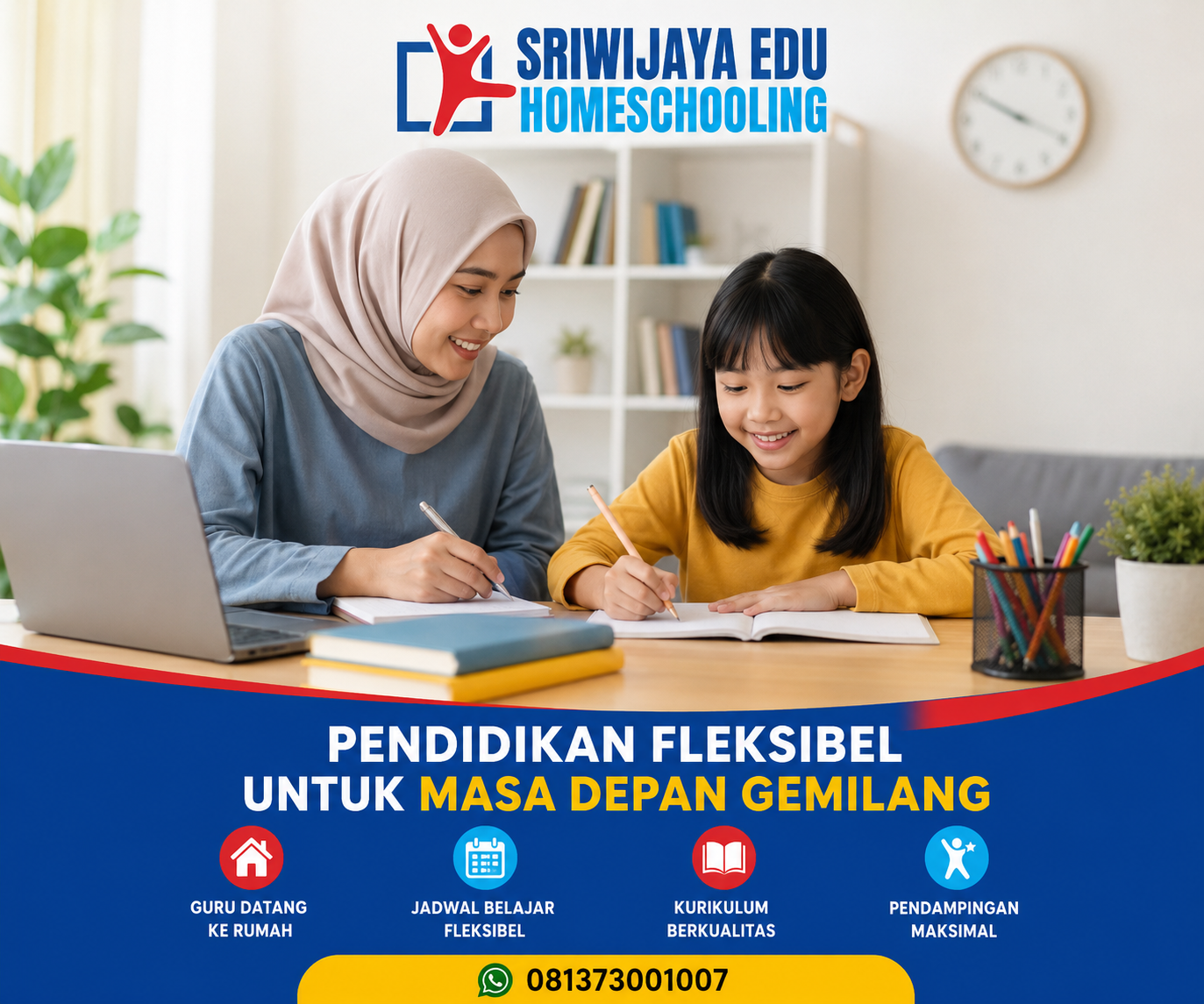 Homeschooling Jakarta Selatan dengan guru datang ke rumah bersama siswa belajar nyaman dan fleksibel bersama Sriwijaya Edu Homeschooling