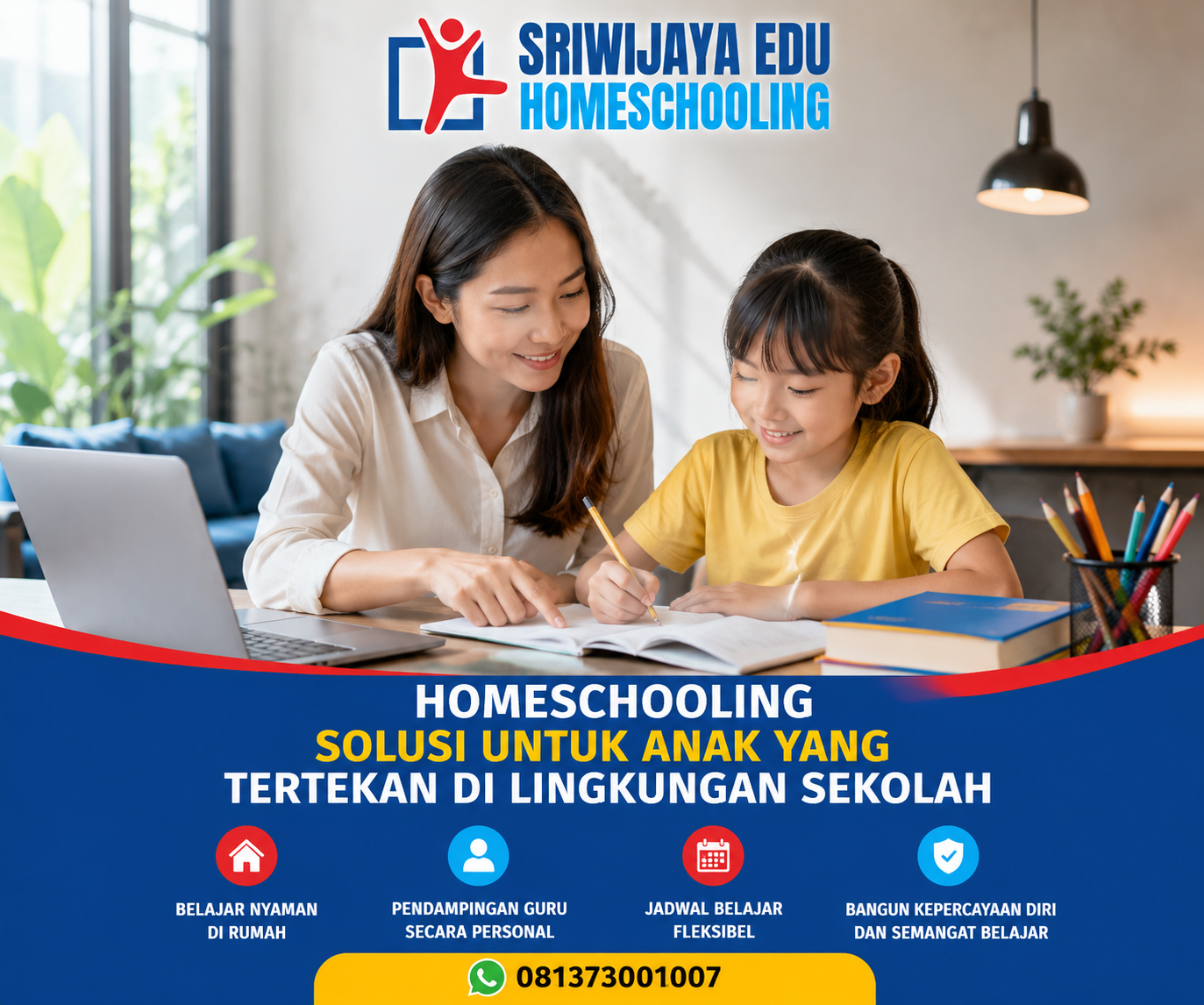 Solusi homeschooling untuk anak yang tertekan di lingkungan sekolah dengan guru privat datang ke rumah dan suasana belajar nyaman