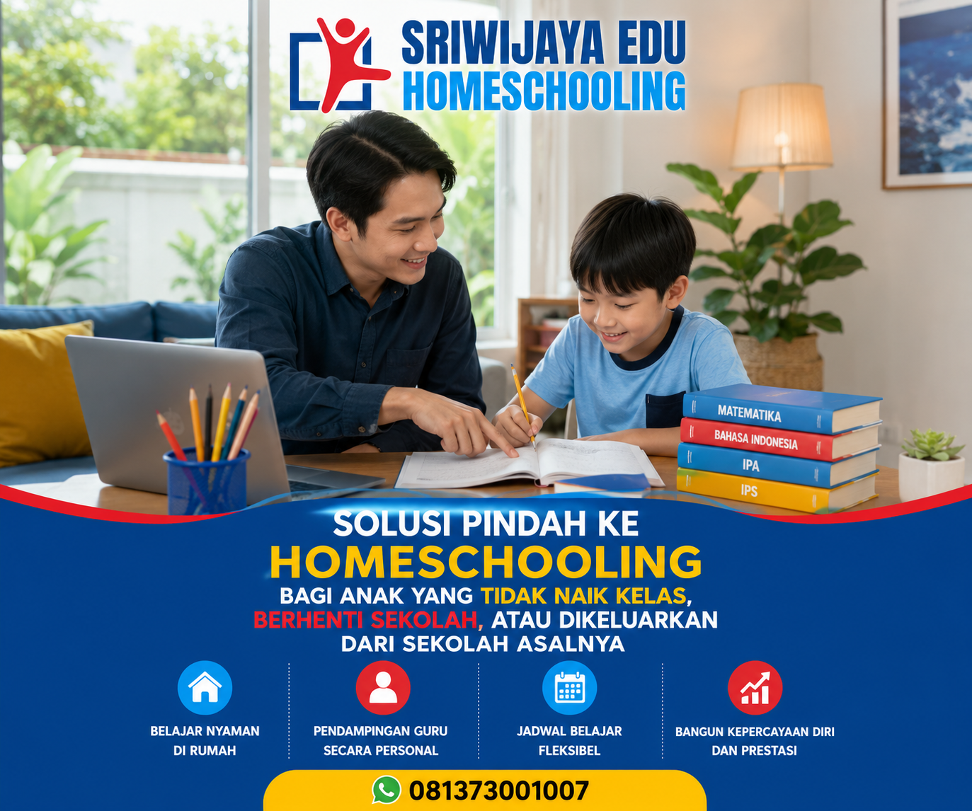 Solusi pindah ke homeschooling bagi anak yang tidak naik kelas, berhenti sekolah, atau dikeluarkan dari sekolah asal dengan guru datang ke rumah