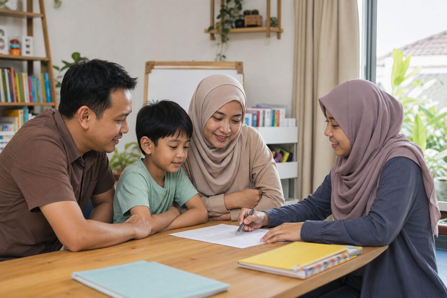 Orang tua mendaftarkan anak ke homeschooling di Malang bersama konsultan HS Sriwijaya Edu