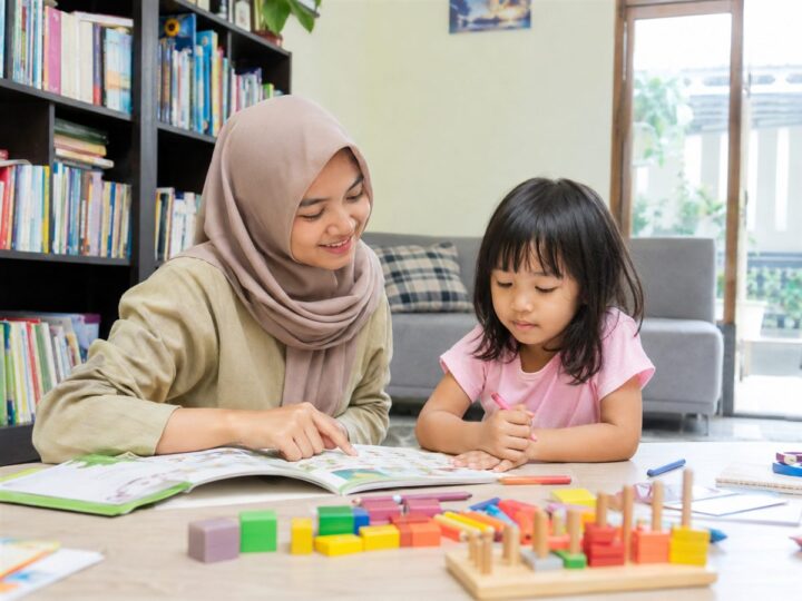 Dokumentasi siswa TK HS Sriwijaya Edu belajar bersama guru di Rungkut Surabaya