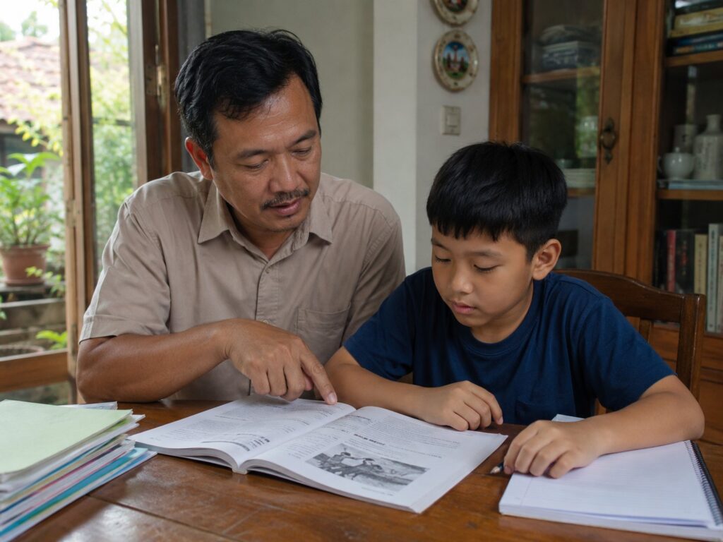 Kegiatan membaca untuk persiapan syarat homeschooling Cirebon bersama HS Sriwijaya Edu