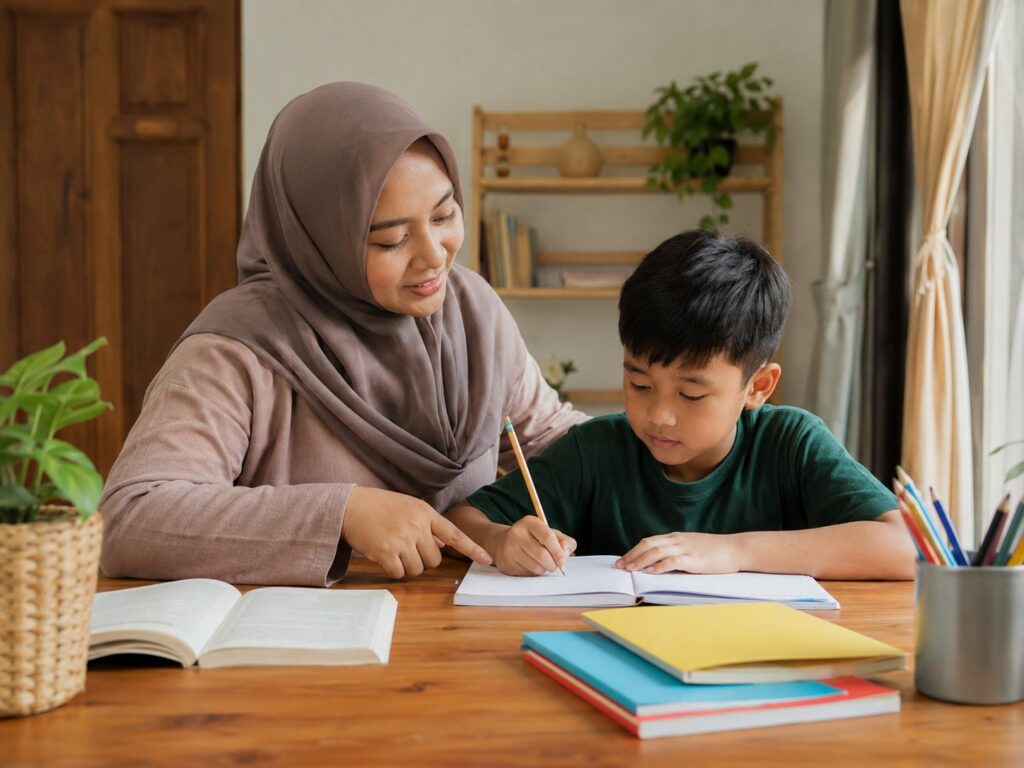 Kegiatan belajar menulis saat memenuhi syarat homeschooling Bogor bersama HS Sriwijaya Edu